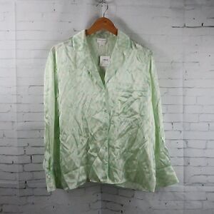 CLUB MONACO GREEN & YELLOW SILK CHEMISE PAJAMA SHIRT SIZE MEDIUM